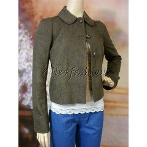 $2395 NWT CHLOE Brown Gray Cropped Princess Cotton Silk Jacket 6